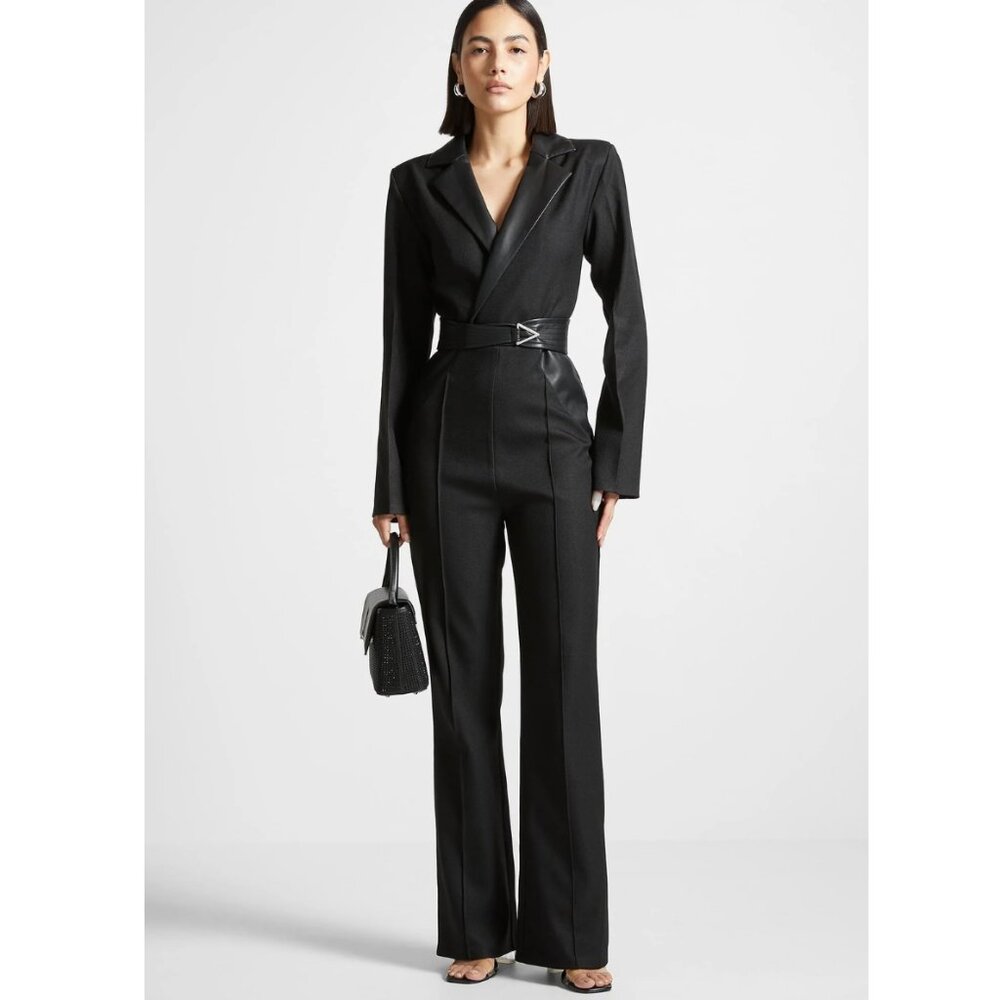 Maniere de Voir - Tailored Fit and Flare Belted Jumpsuit - Black - 6